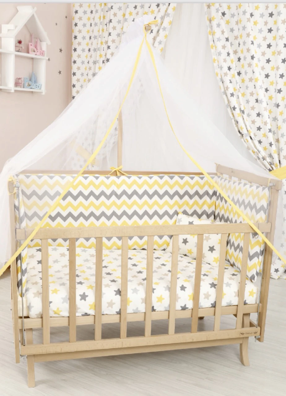 Posteljina žuta cik-cak - posteljina za krevetac, posteljina za bebe